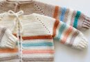 Crochet cotton stripes baby sweater