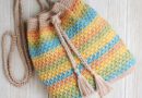 Crochet drawstring bag