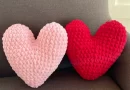 Crochet heart pillow