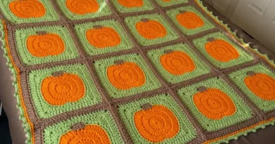 Free Halloween pumpkin motif crochet blanket tutorial